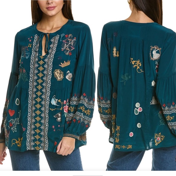Johnny Was Tops - BIYA Johnny Was Wonder Silk Embroidered Blouse